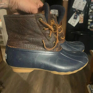 Sperry Women’s Size 8.5 Leather And Rubber Waterproof Rain Duck Boots